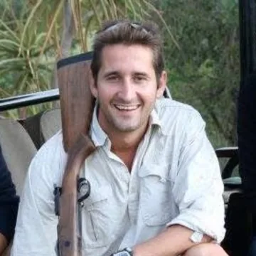 Adam Whitfield, founder of EarthTrace Botanicals, in the African bush